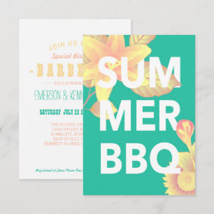 Invitación VERANO BBQ floral brillante