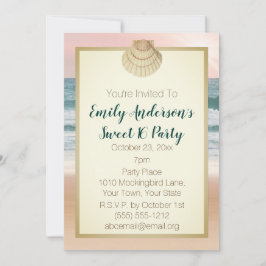 Invitación Verano Beach Cream Seashell Pink Sunset Sweet 16