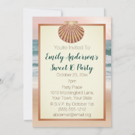 Invitación Verano Beach Seashell Pink Sunset Sweet 16