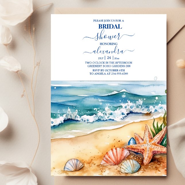 Invitación Verano Blue Ocean Waves Tropical Beach Bridal (Subido por el creador)