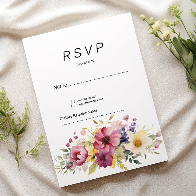 Invitación Verano botánico colorido floral RSVP (Botanical summer colorful floral RSVP )