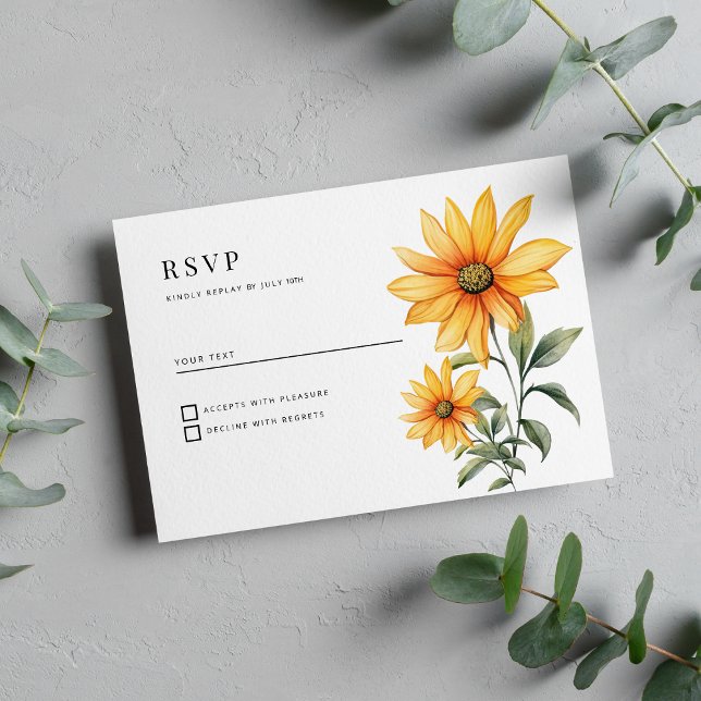 Invitación Verano botánico floral de girasol RSVP (Sunflower floral botanical summer RSVP )