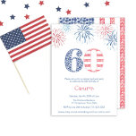 Invitación Verano casual Rojo Azul Blanco 60 cumpleaños<br><div class="desc">¡Únete a nosotros para una fiesta de cumpleaños número 60 llena de esplendor rojo, blanco y azul! Nuestros arándanos pintados a mano y fresas forman el número 60, mientras que la misma bandera hecha de fruta adorna al revés. Con un deslumbrante fuego de fuegos artificiales en rojo y azul vibrante,...</div>