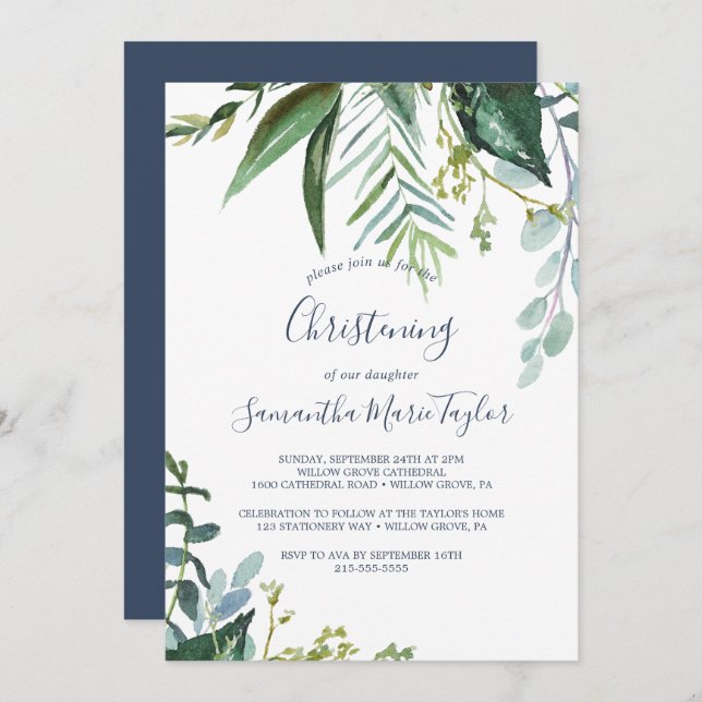 Invitación Verano Christening (Anverso / Reverso)