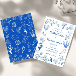 Invitación Verano Conchas Marinas Marco Boda de Playa Azul