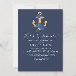 Invitación Verano de ancla floral de la marina
