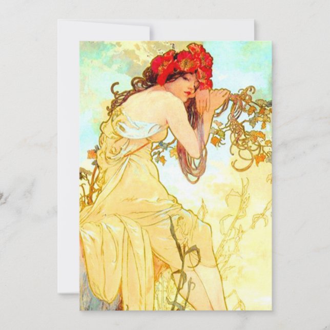 Invitación Verano de Art Nouveau de Alphonse Mucha (Anverso)