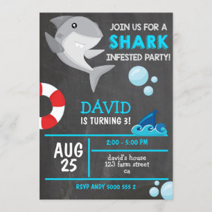 Invitación Verano de cumpleaños de Shark Boy