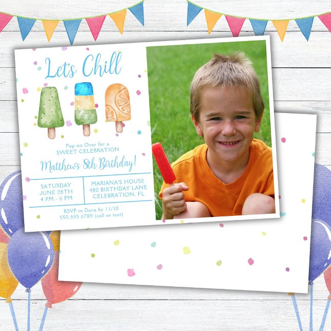 Invitación Verano de foto chill popsicle Cumpleaños (Subido por el creador)