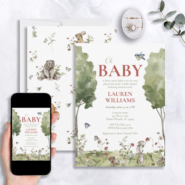 Invitación Verano de fresa de flores silvestres Oh Baby Showe (Subido por el creador)