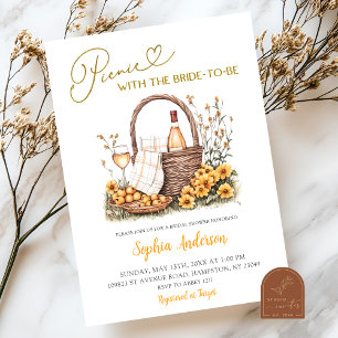 Invitación Verano de girasol amarillo picnic ducha de novia