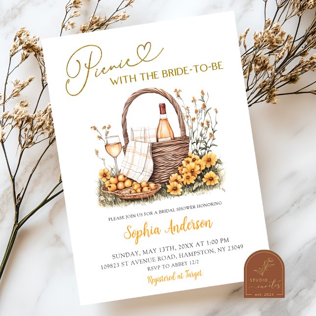 Invitación Verano de girasol amarillo picnic ducha de novia (Subido por el creador)