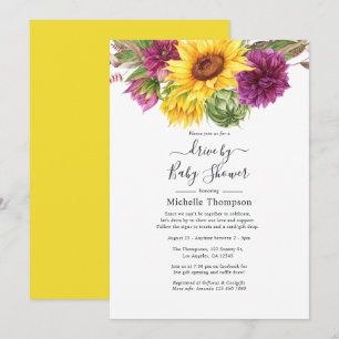 Invitación Verano de girasoles Boda o Baby Shower Drive By