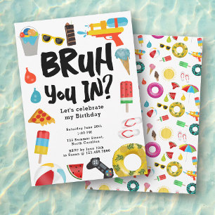 Invitación Verano de la fiesta de cumpleaños adolescente de B