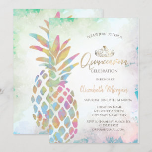 Invitación Verano de la Palm de Piña Tropical Colorida