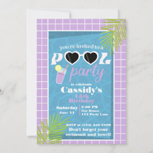 Invitación Verano de lavanda morada retro Fiesta de cumpleaño
