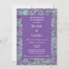 Invitación Verano de menta lila negrita personalizada