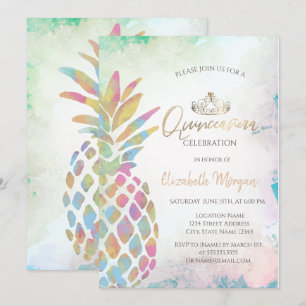 Invitación Verano de Palma de Piña Colorida Tropical