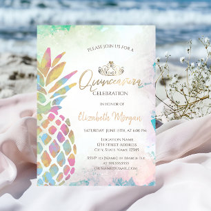Invitación Verano de Palma de Piña Colorida Tropical