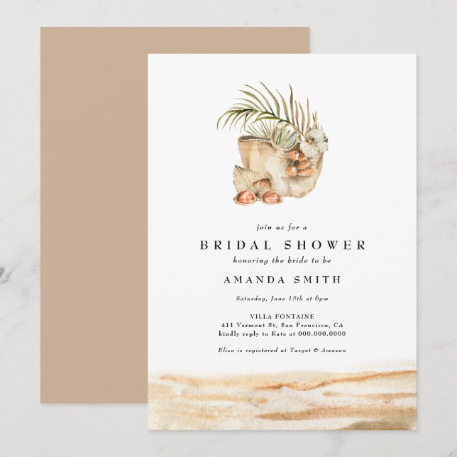 Invitación Verano de playa Desierto tropical Boho Ducha de no (Anverso / Reverso)