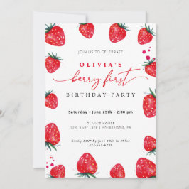 Invitación Verano de primavera de primer cumpleaños de fresa