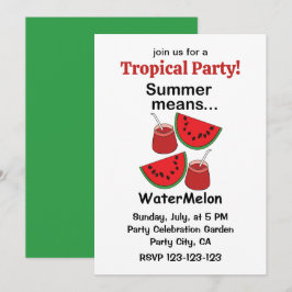 Invitación Verano de Sandía Significa Fiesta Tropical de Sand