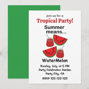 Invitación Verano de Sandía Significa Fiesta Tropical de Sand