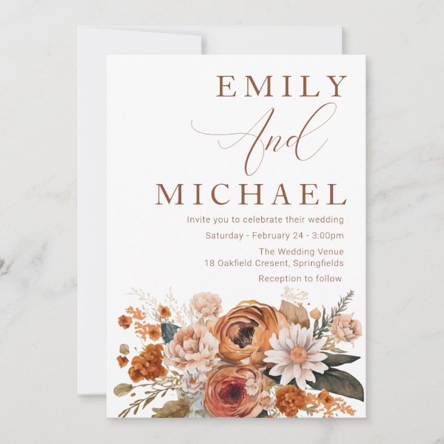 Invitación Verano del Boho, otoño de la boda otoño (Anverso)