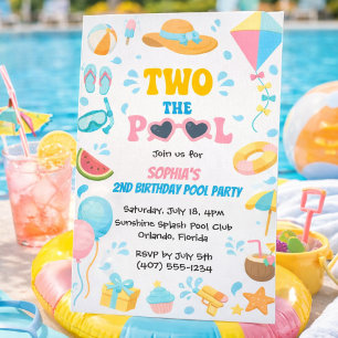Invitación Verano Dos La Chica de la Fiesta en la Piscina Cum