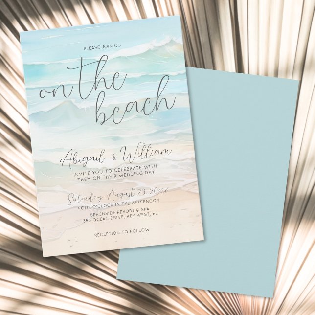 Invitación Verano Elegante En La Boda De La Playa (Elegant Summer On The Beach Wedding Invitation )