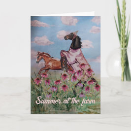 Invitación Verano en los caballos de la granja jugando