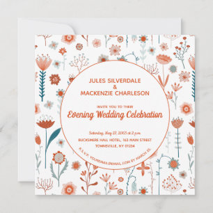Invitación Verano escandinavo Flores Boho Boda de la noche
