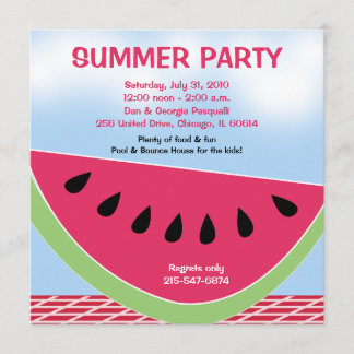 Invitación Verano Fiesta Picnic Watermelon 5x5 personalizado