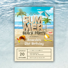 Invitación Verano Fiesta Tropical Beach Adulto Cumpleaños
