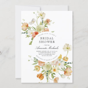 Invitación Verano Flor silvestre Peach Rubor Floral Bridal Sh