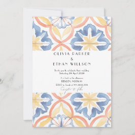 Invitación Verano floral simple Boda de azulejos españoles
