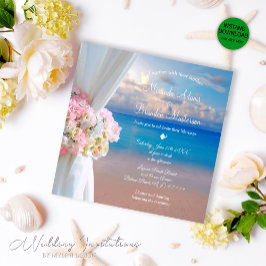 Invitación Verano Floral Sunset Océano Tropical Beach Wedding