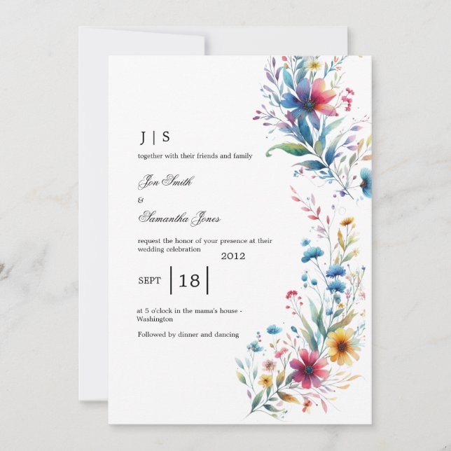 Invitación verano floral y colorido (Anverso)