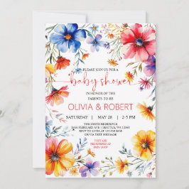 Invitación Verano Flores salvajes Wreath Baby Shower