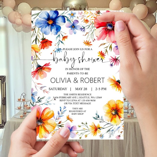Invitación Verano Flores salvajes Wreath Baby Shower (Subido por el creador)