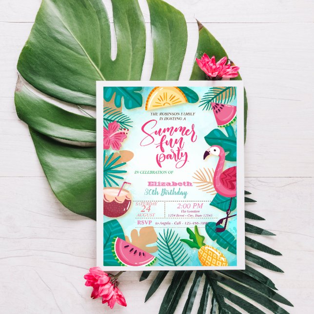 Invitación Verano, Frutas, Fiesta de Cumpleaños en la Piscina (Subido por el creador)