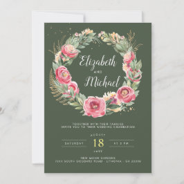 Invitación Verano indio | Boda de color de agua rosa peonés