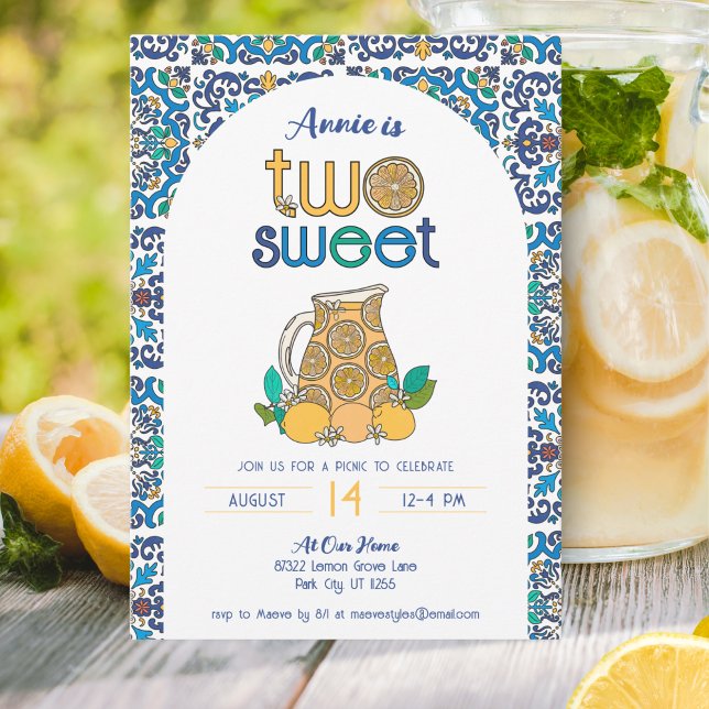 Invitación Verano italiano dos dulces cumpleaños de picnic Le (Subido por el creador)