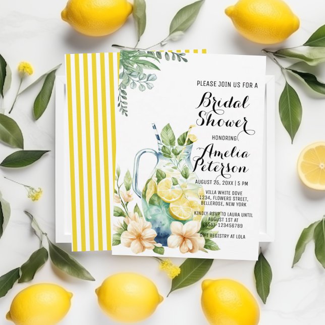 Invitación Verano Lemonade Green Leaves Brillantes Ducha (Subido por el creador)