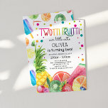Invitación Verano lindo Dos-tti Fruto de Fruto Segundo Cumple<br><div class="desc">Cute Watercolor Fruta Tropical Invitación a su segundo cumpleaños. El diseño presenta un texto colorido que dice 'Two-tti Frutti',  una serie de jugosos frutos de verano y una plantilla moderna de fiesta de cumpleaños que es fácil de personalizar.</div>