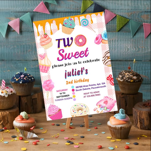Invitación verano lindos niños chica dos dulces cumpleaños (Subido por el creador)