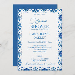 Invitación Verano mediterráneo moderno azul Bridal Ducha