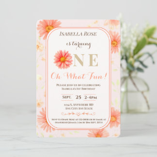 Invitación Verano Melocotón Daisy•Cumpleaños personalizado de