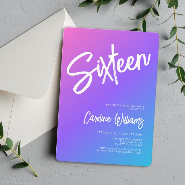Invitación Verano moderno Dieciséis cumpleaños (Subido por el creador)