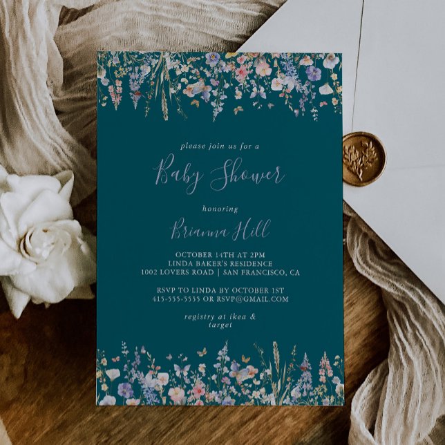 Invitación Verano Multicolor Flor silvestre Baby Shower Verde (Subido por el creador)